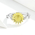 Sunflower Finger Rings for Women Wedding Band Engagement Statement